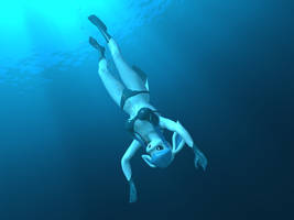 (Non-VHS) Anthro Glaceon descending UW - Bikini