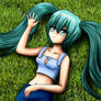 Miku in grass