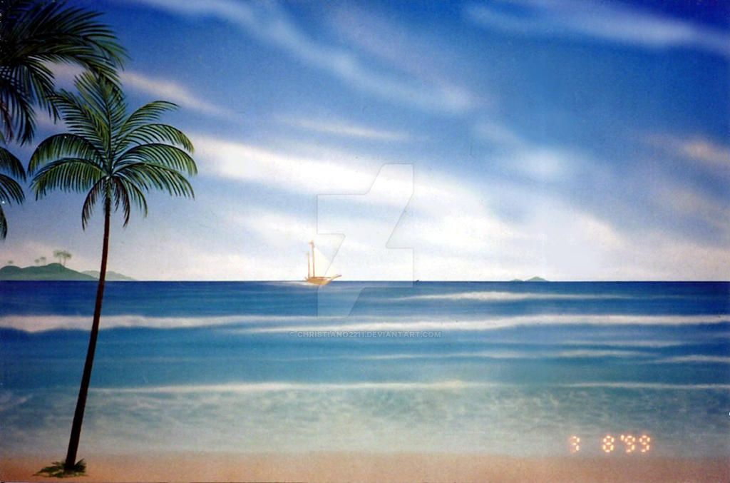 BLUE BEACH OF DREAMS (work done with airbrush )