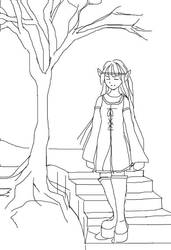 Elf girl: line art