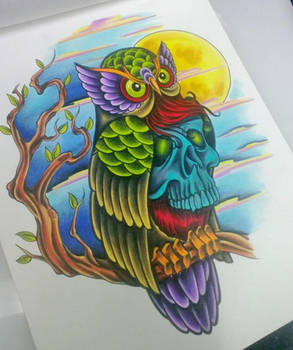 Neotraditional Tattoo Owl Design