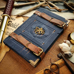 Squid traveller's journal - blue leather