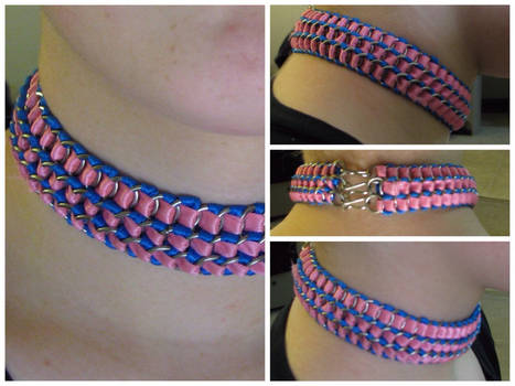 Cotton candy ribbon maille choker.