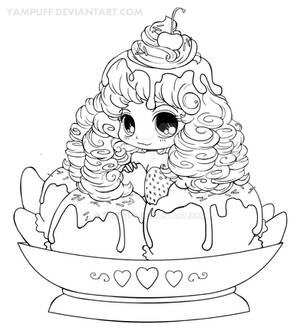 Ice Cream Girl Lineart