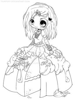 Goth Chibi on a Cake Lineart