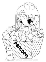 Popcorn Girl Lineart