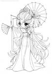 Magnificent Kimono Chibi Lineart: CONTEST! by YamPuff
