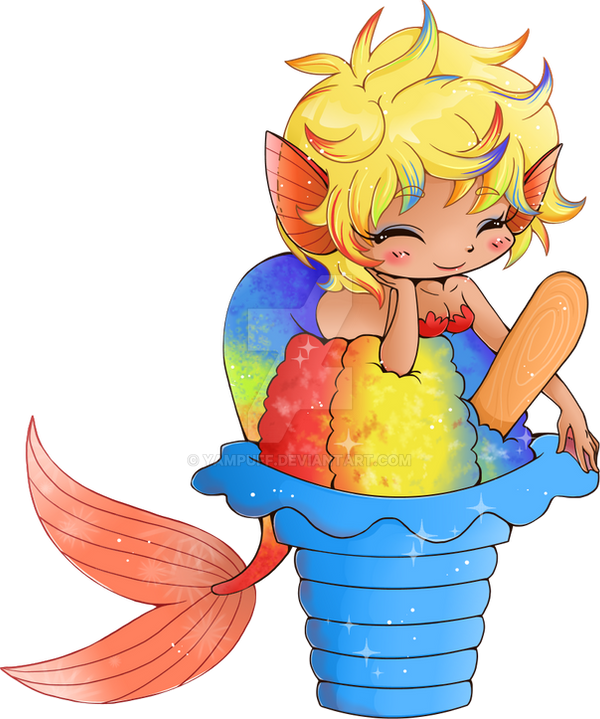 Rainbow Shaved Ice Mermaid Commission