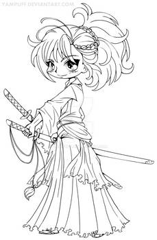 Musashi Miyamoto Chibi Lineart