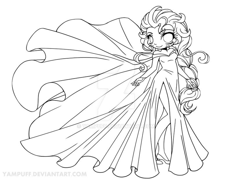 Elsa Chibi Lineart