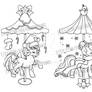 Winter Holiday Carousel Pony Linearts
