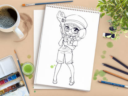 Wrench Girl Chibi Commission ::Open Lineart!!::