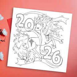 Year of the Horse 2026 Coloring ::Happy New Year::