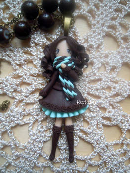 Cute polymer clay chibi winter girl