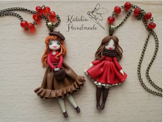 Polymer clay fimo autumn ooak doll kawaii chibi