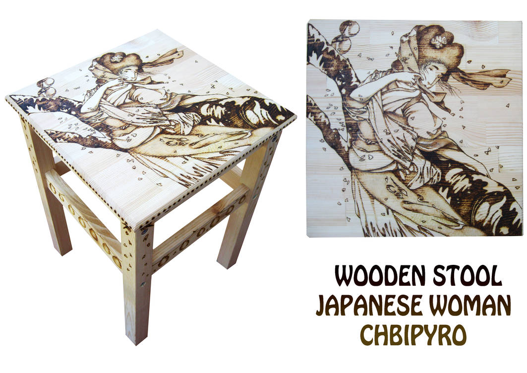 Geisha wooden stool by ChibiPyro Geisha wooden stool by ChibiPyro