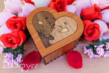 Bear Heart Box wooden marquetry by ChibiPyro
