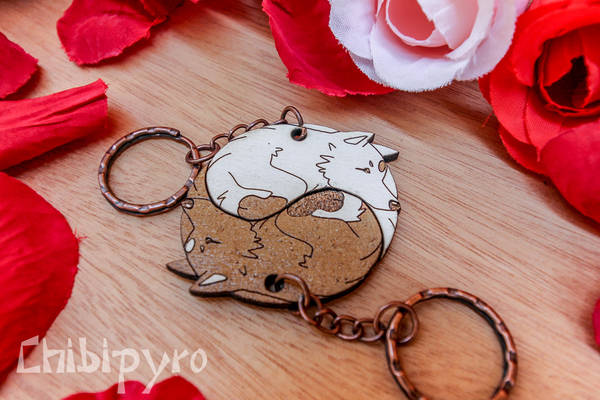 Wolves couple Yin Yang charms