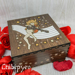 Space Rock Girl Wooden Marquetry Box