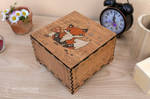 Fox cub wooden marquetry box by Moonyzier