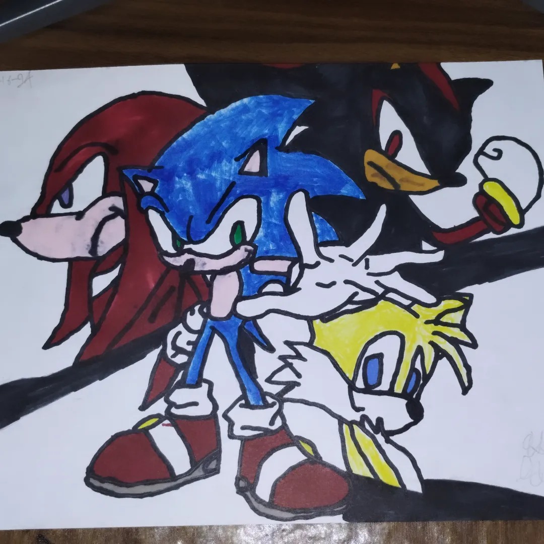 Sonic, Knuckles, Shadow, Tails (3-16-24) by SuperNeonIceLogan on DeviantArt