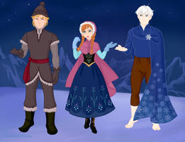 Jack Frost with Anna and Kristoff