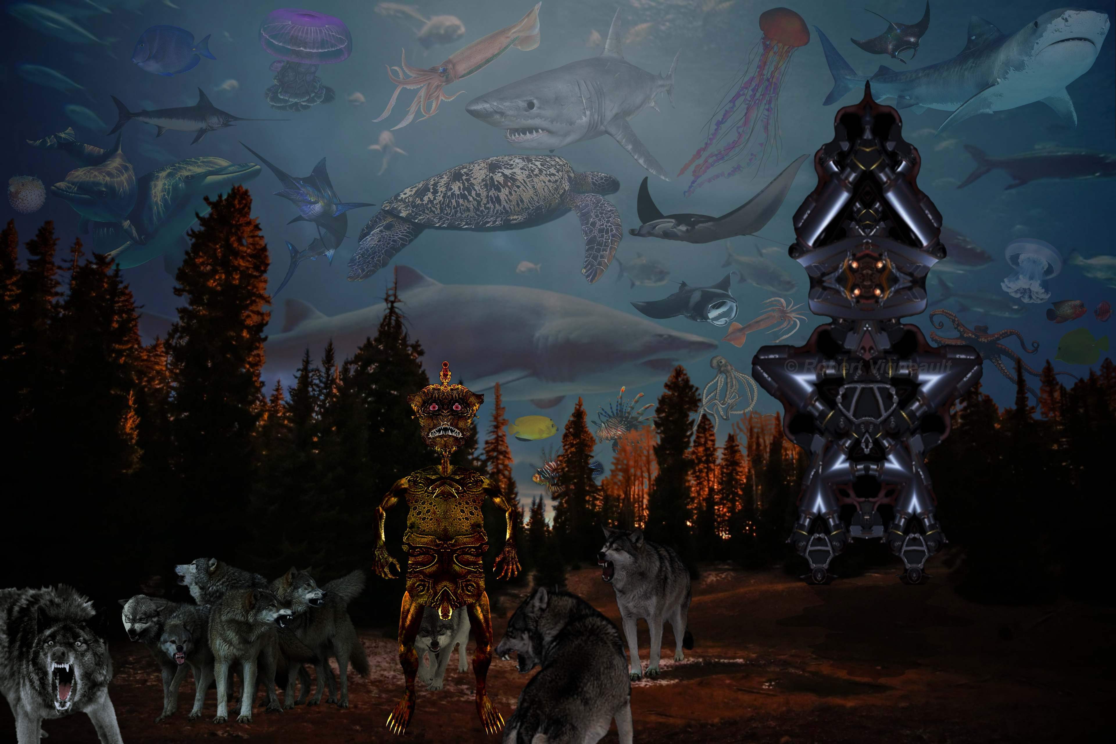 Alien and Wolves by LT-Kheper on DeviantArt
