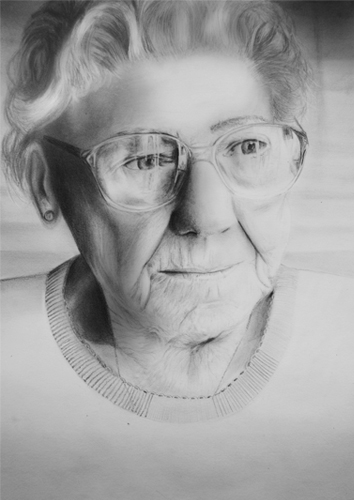 Old Lady Pencil Drawing WIP 2