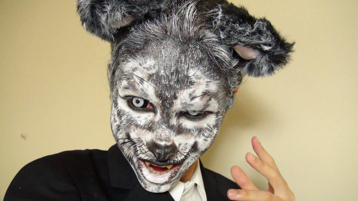 Выступление кота в маске. Гримм волка театральный. Люди с лицами животных. Гримм волка на лице. Человек в маске кота.