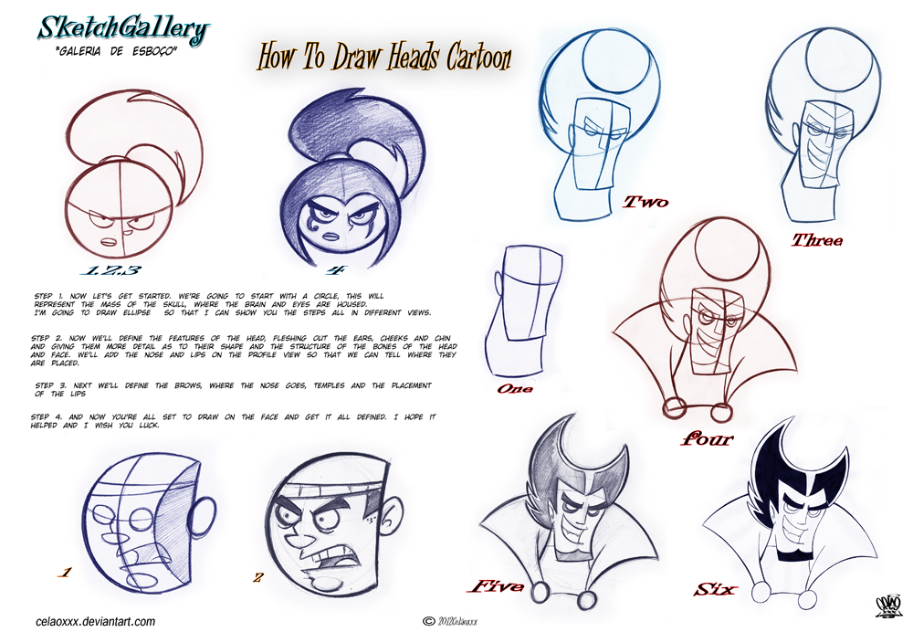 How to draw Cartoon head by celaoxxx on DeviantArt