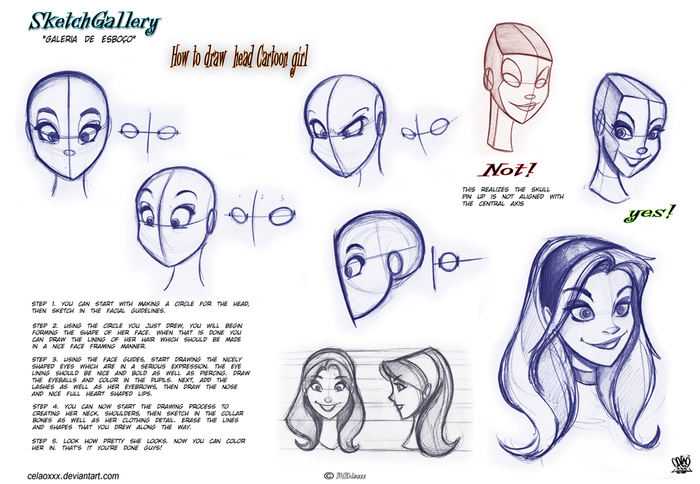 How to draw head Cartoon Girl by celaoxxx on DeviantArt