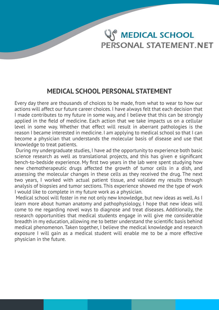 personal statement for medical university examples