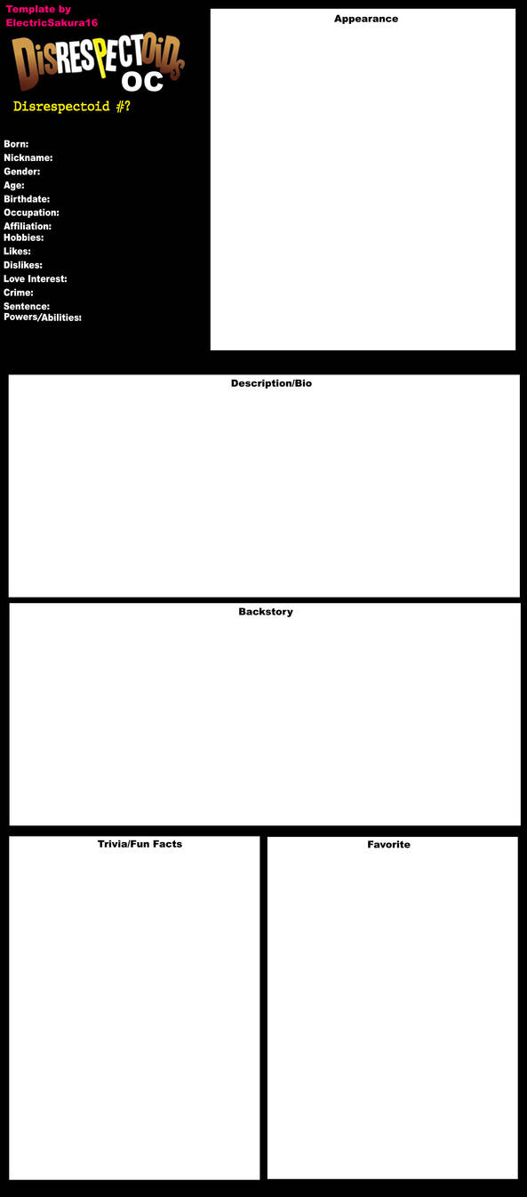 Disrespectoids OC Reference Sheet Template by ElectricSakura16 on