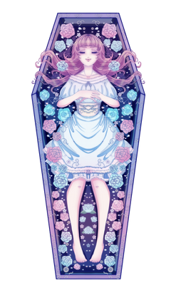 girl in coffin with flowers (commission) 2