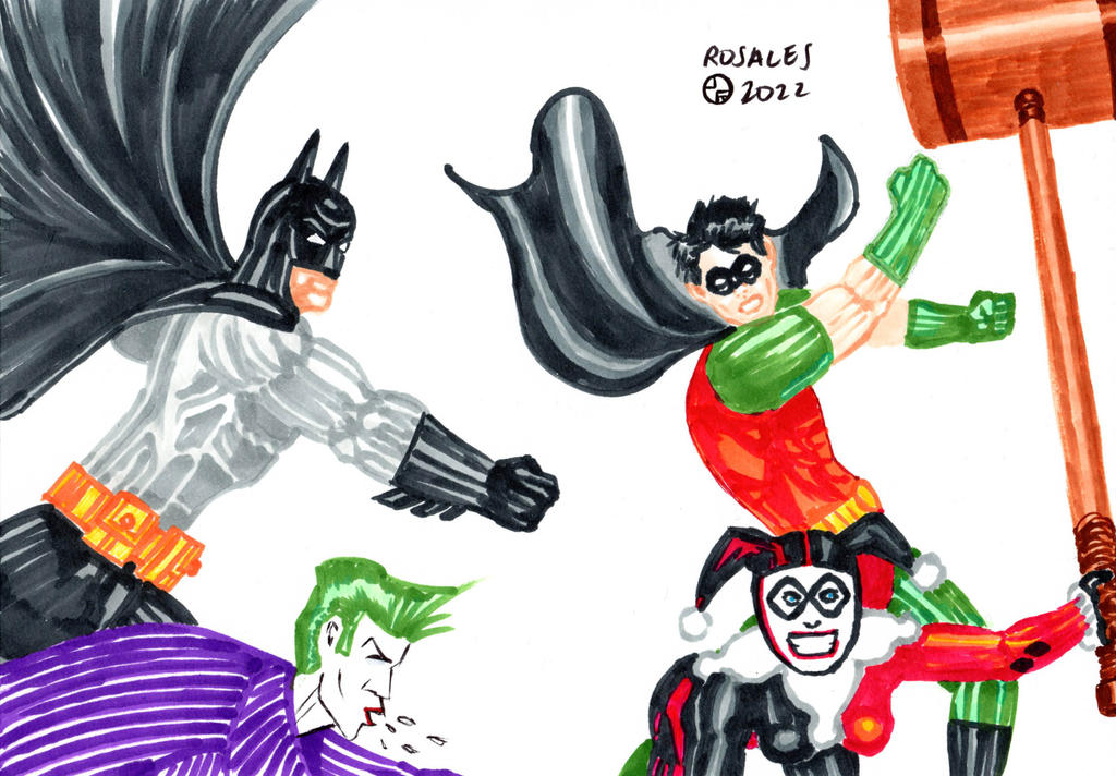 Batman and Robin vs. Harley Quinn and The Joker by ArtSpillGalaxy on  DeviantArt