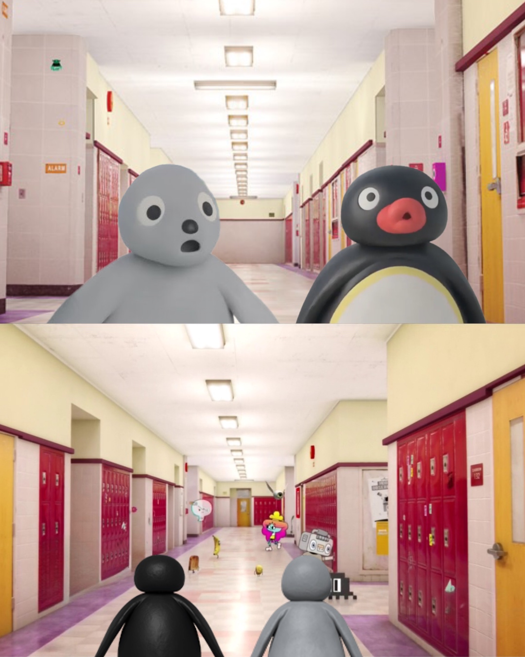 Pingu and robby at Elmore Junior High by mrchoo111 on DeviantArt