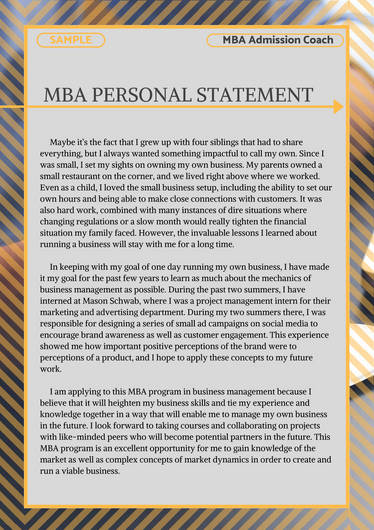 Number One MBA Personal Statement Examples