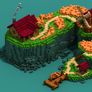 Farming island isometric voxel art