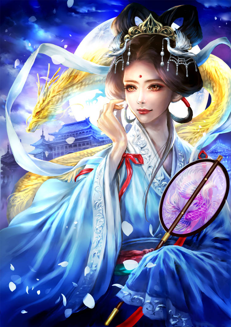 Woman under the moon