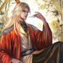 A young man drinking quietly