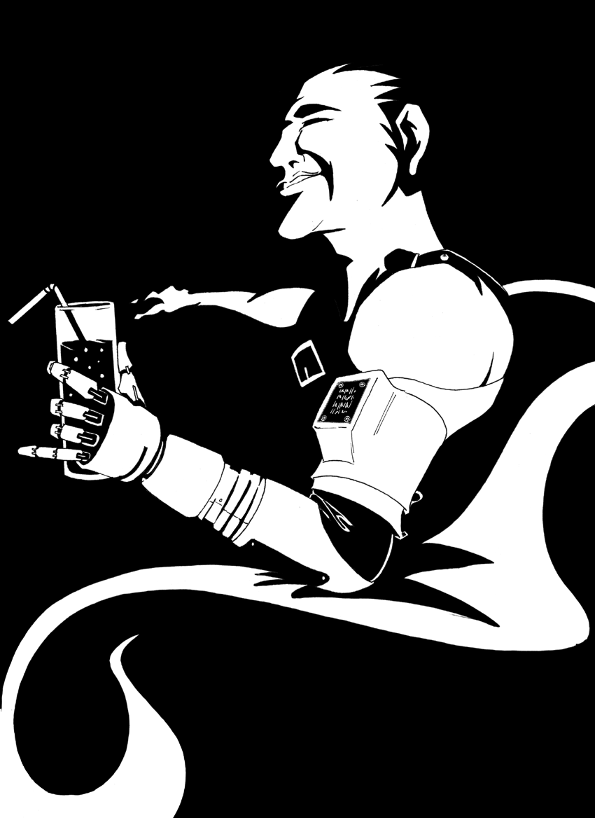 Cyborg with Cold Drink