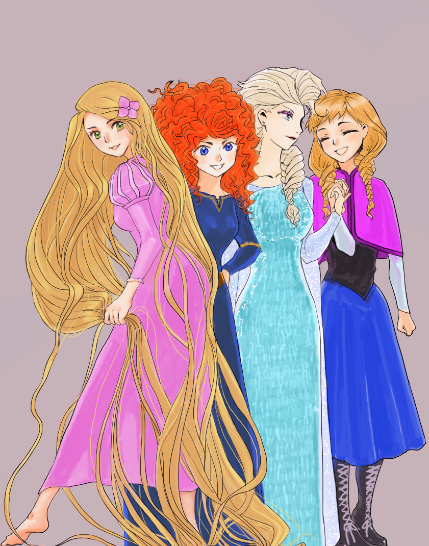 Rapunzel Merida Elsa and Anna