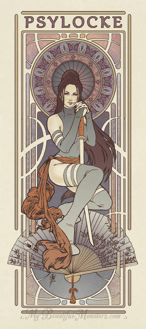 Psylocke Art Nouveau Print