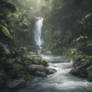 Realistic Jungle River Waterfall 