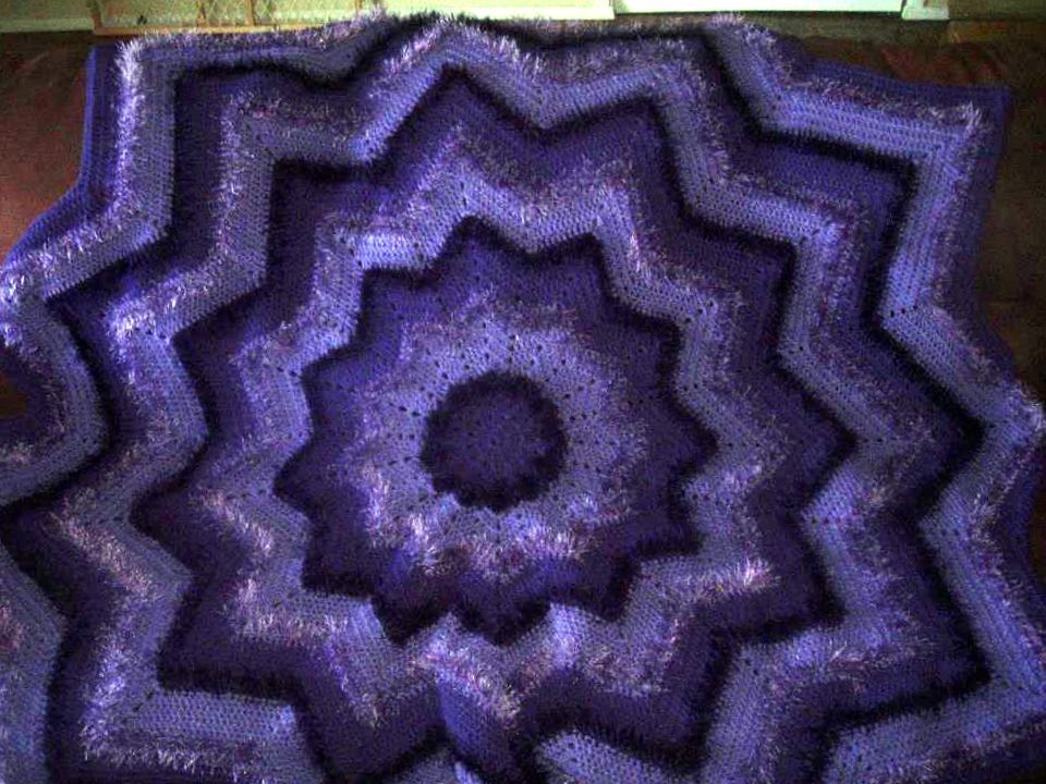 Round Ripple afghan with fun fur accents