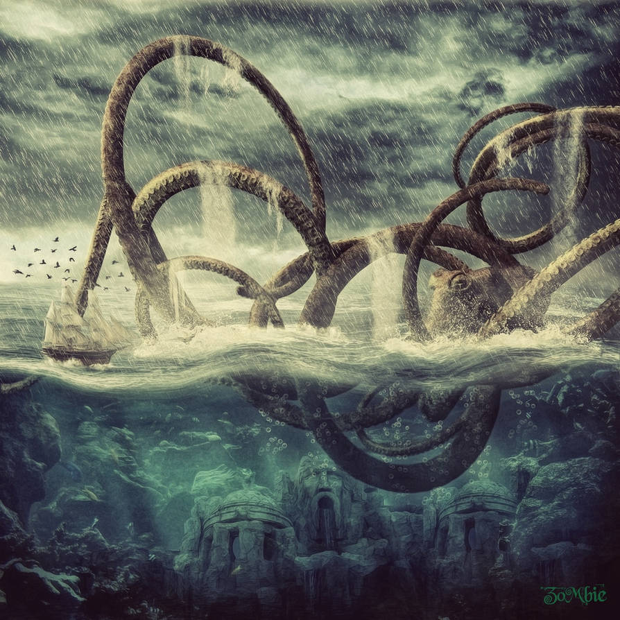 Kraken 13. Гигантский осьминог Кракен. Кракен мифология. Кракен Art. Кракен Морское чудовище.