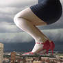 Giantess in red heels