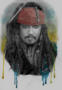 Captain Jack Sparrow (graphite and watercolour) 