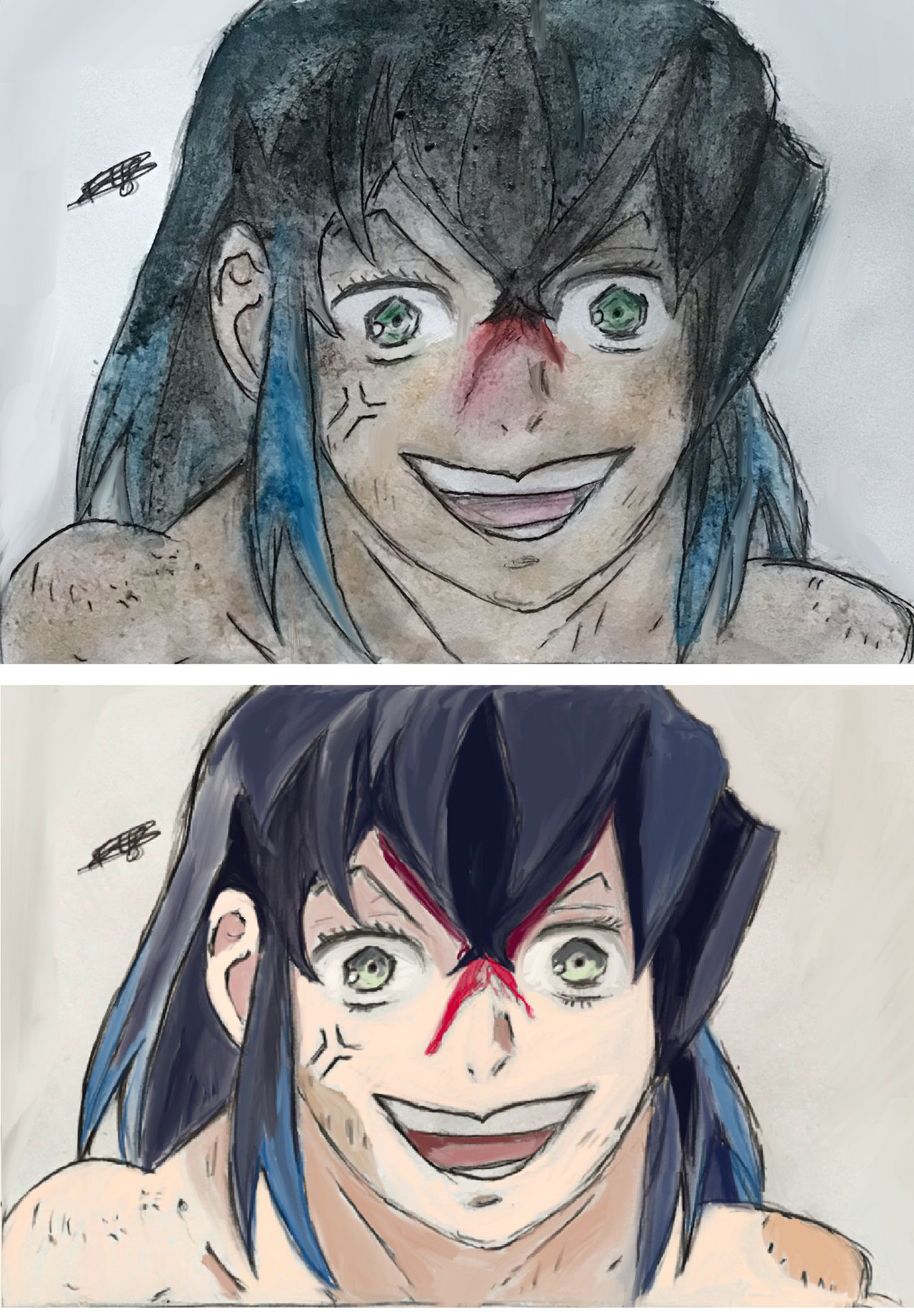 Inosuke- traditional vs digital by Fran48 on DeviantArt