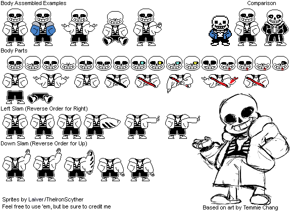 Made a Sans sprite that uses his battle sprite proportions